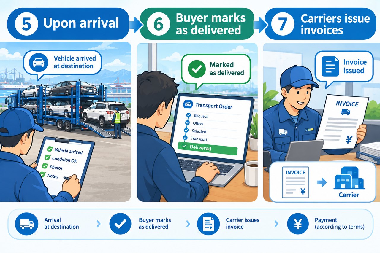 Buyer makes final confirmation → carriers fullfil it